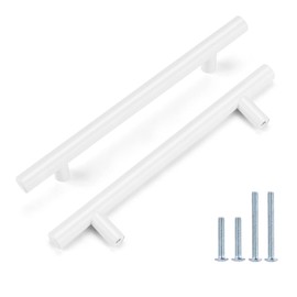 Probrico 15 Pack| White Kitchen Cabinet Pulls 5 Inch Euro Style T Bar Handles Cupboard Stainless Steel Modern Cabinet Hardware