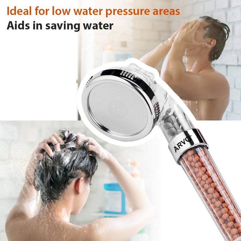 ARVO Shower Head 3 Mode Function, Ionic Shower Head Handheld