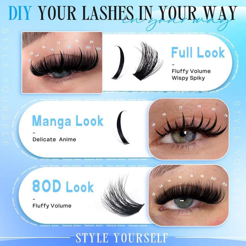 CORUSCATE 80D Cluster Lashes Fluffy Individual Eyelashes Thick D Curl
