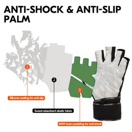 Vgo... Fitness Gym Workout Gloves,Breathable,Anti-slip,Lightweight & Breathable Fingerless Gloves,Padded Gym Gloves,Exercise Accessories forTraining(AL0031,Black,M,1Pair)