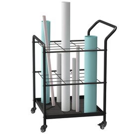tonchean Blueprint Holder Rack 12 Slots for Long & Short Roll Files, Metal Blueprint Storage Rack Cart, Blueprint Rack Blueprint Organizer for Construction Plan, Rolled Maps, Posters