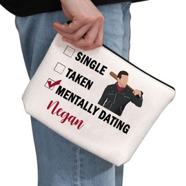 PYOUL Zombie TV Show Inspired Gift Mental Dating Negan Makeup Bag Negan Fan Cosmetic Bag Negan Merch, Mental Dating Negan Bag