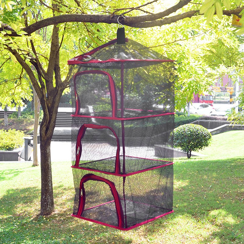 Outdoor Hanging Drying Rack Folding 4 Layers Storage Basket for