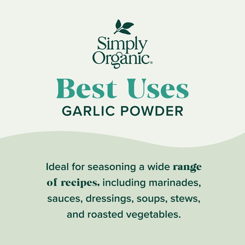Simply Organic Garlic Powder, 3.64-Ounce Jar, Pure A-Grade Organic Garlic,