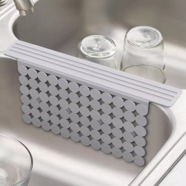 Kitchen Plastic Sink Saddle, Sink Divider Mat with Strong Suction Cups 9.5" x 12", Grey