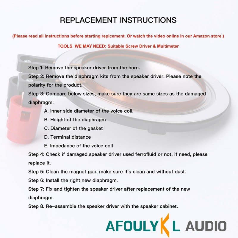 AFOULYKL Audio Aftermarket Replacement Horn Diaphragm for Samson CDR34 Driver