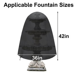 Fountain Cover（36"x42"） 600D Oxford Cloth Garden Fountain Statue Protective Cover, Fountain Protector with Drawstring Weather Resistant for Winter Outdoor Patio Fountain (36"x42"- black)