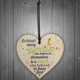 RED OCEAN Gymnast Dance Teacher Coach Wooden Heart Sign Plaque Thank You Inspirational Motivational Gift