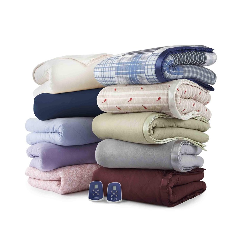 Thermee Micro Flannel Electric Blanket with Sherpa, Tan, Queen