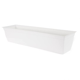 The HC Companies 30 Inch Eclipse Window Planter - Indoor Outdoor Rectangular Plant Pot with Removable Saucer for Flowers, Herbs, White