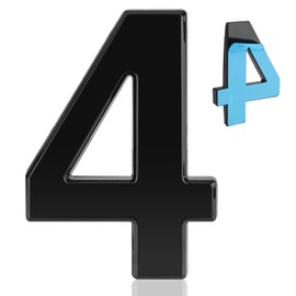 4 Inch House Number Self adhesive House Numbers Mailbox Numbers Modern House Numbers for Outside Black House Address Numbers Door Numbers for House Apartments Office Hotel Room (Black, 4)