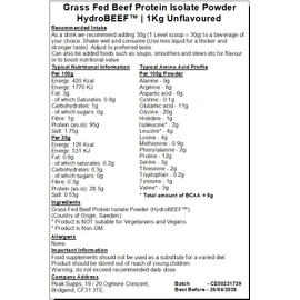 Peak Supps Grass Fed Beef Protein Isolate 95% - HydroBEEF™ | Rich in Type I II III Collagen (Unflavoured, 1kg)