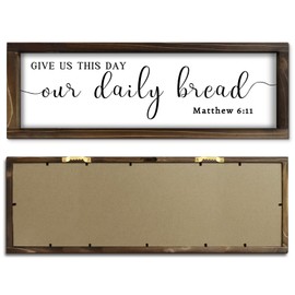 Kercan Give Us This Day Our Daily Bread sign for Dining Room, Dining Room Wall Decor,Christian Art, Bible Verse Sign Wall Art, Farmhouse Decor (16.5L x 5.5W)