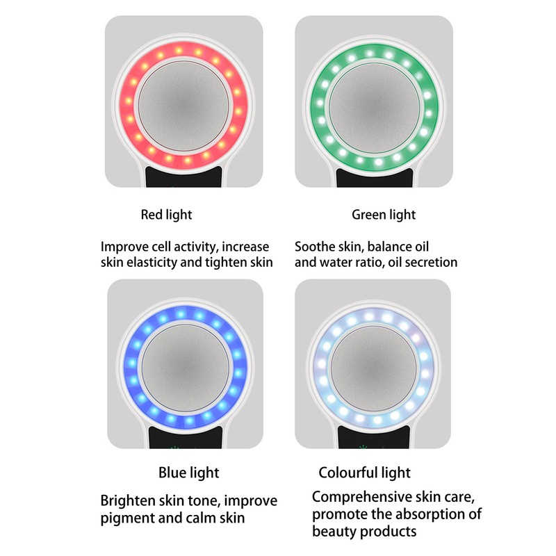Hot Cold Facial Massager LED Light Heating Cooling Vibration Adjustable