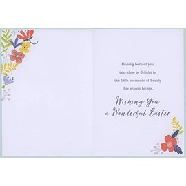 Designer Greetings Colorful Flowers and Vines Border Around White Panel Brother and Sister-in-Law Easter Card