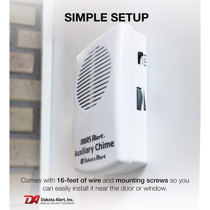 Dakota Alert MURS Auxiliary Chime - Battery-Operated Wired Ringer Alarm