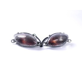 TOPZONE Fit for Suzuki 1999-2007 HAYABUSA - GSX1300R; Front Flasher Light Lamp Idicator Turn Signal+Halogen Bulbs (Clear, CHK Lens)