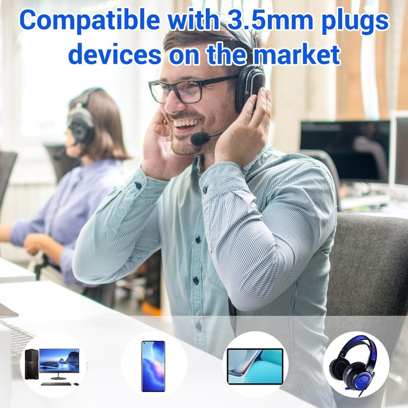 Replacement Microphone 3.5mm Detachable Boom Mic for Headset, Perfect for