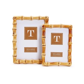 Two's Company Set of 2 Blonde Natural Bamboo Finish Photo Frame, Includes 2 Sizes, 4x6 and 5x7 Inches, Bamboo, Home Decor Accessories