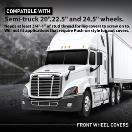 G-PLUS Front Wheel Covers Set Chrome Hub Cover 33mm Spiked Hub Axle Compatible with Semi-Truck 20",22.5" and 24.5" Wheels ABS Plastic Silver Pair