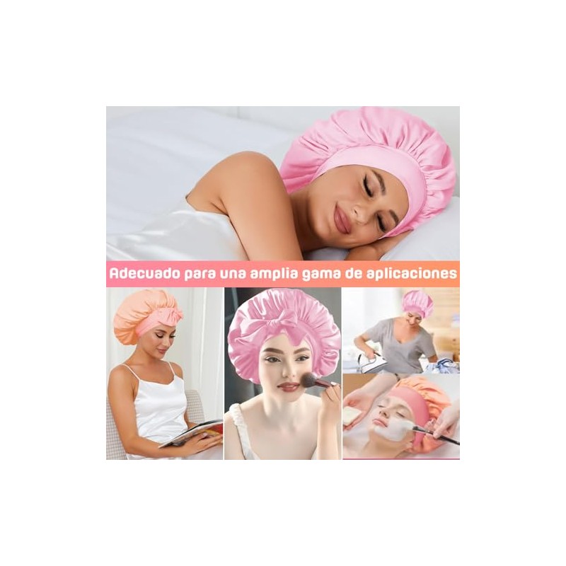 Set de 4 Piezas para Dormir, 2 Gorros de Seda