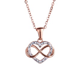 LuckyLy Collar de Mujer Corazón e Infinito con Zirconia Cúbica, Acero Inoxidable con Baño de Oro Rosa 18k, Cadena con Dije – Regalos para Mujer Originales, Aniversario y Novia, Modelo Natty
