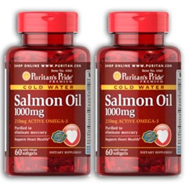 Puritan's Pride Puritan Pride Omega-3 Salmon Fish Oil 1000 mg 2x60 or 1X120- NO MERCURY - USA