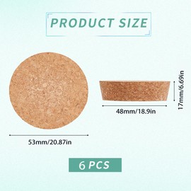 NICENEEDED 6 PCS Cork Stoppers, 1.8 Inch Tapered Cork Plug Bottle Cork Stoppers, Wood Corks Lids Replacement Corks for Decorative Bottles Kitchen Wedding