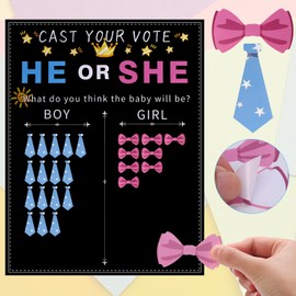 Zocipro Gender Reveal Decoration, 77Pcs Boy or Girl Voting Game Gender Reveal Games, Gender Reveal Stickers Bracelets for Gender Reveal Guess Game Party Decoration