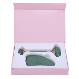 Double Head Roller Massager Facial Body Gua Sha Scraping Board Massage Tool SetGreen