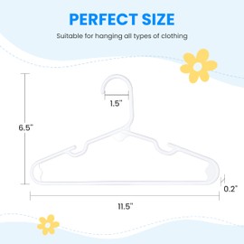 Simple Deluxe 60 Pack Kids Plastic Hangers, Non-Slip 11.5 Inch Baby Hangers for Infant Child Clothing, Toddler Closet, Pants Coats Skirts, White