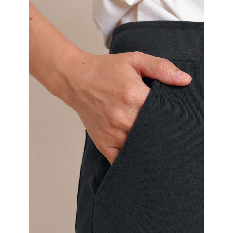 Weintee Women's Petite Sweatpants Jogging Pants with Pockets L Black