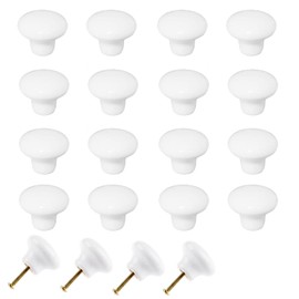 OctinPris 20x White Door Knob Cabinet Retro Round Ceramic Drawer Cupboard Kitchen Dresser Pull Handle Knobs 32mm/1.25"