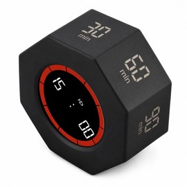 Pomodoro Timer, Hexagon Flip Timer, Desk Productivity Cube Timers with 1 3 5 15 30 60 90 Minute Presets, Time Management for Classroom Cooking Studying Working (Black)
