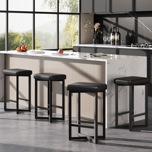 GarveeHome Bar Stools Set of 4, 24.6" Upholstered Counter Height