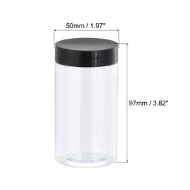 sourcing map Round Plastic Jars with Black Screw Top Lid, 5oz/ 150ml Wide-mouth Clear Empty Containers for Storage, Organizing, 15Pcs