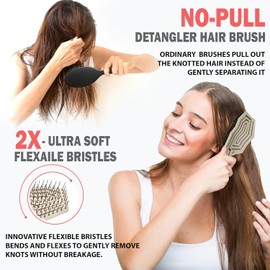 Fiora Naturals Cepillo Desenredante para el Cabello, 100% Respetuoso con el Medio Ambiente, Cepillo Desenredante con Cerdas Ultrasuaves, se desliza a través de enredos con facilidad, para Cabello Rizado, Liso, Mujeres, Hombres, Niños, Niños Pequeños, Húme