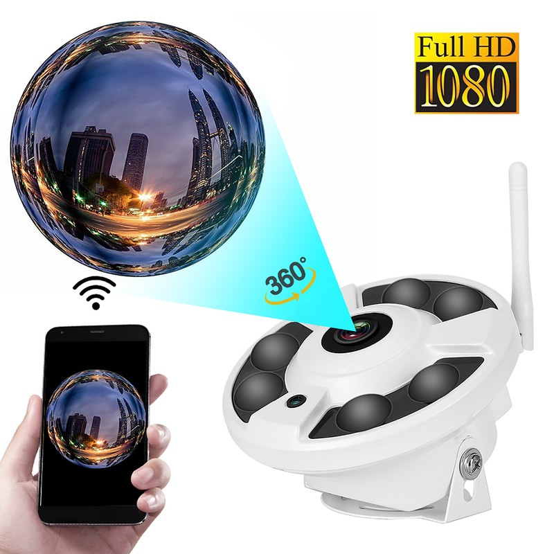 IP Fisheye Camera 360 Panoramic Surveillance IR Wifi 1080P 110‑240V