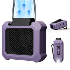 Cyphyja Portable Waist Fan with LED SOS Light, Rechargeable Personal Fan 22H Ultra-Long Runtime, Small Wearable Shirt Fans for Camping/Travel(Purple)