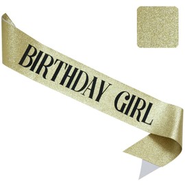 Jozlynn Birthday Girl Sash for Girls Women Glitter Gold Birthday Party Decoration Accessories