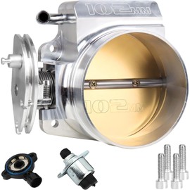 LOREADA LS 102mm Big Mouth Throttle Body for LS1 LS2 LS3 LS6 LS7 LSX GM Gen III IV Engine LS Style 4 Bolt Intake Manifold, with Throttle Position Sensor and Idle Air Control TPS IAC Aluminum Silver