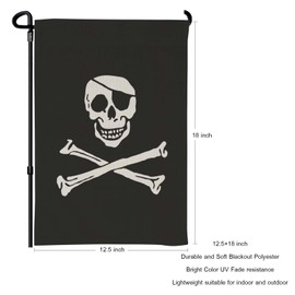 HOSNYE Pirate Flag Garden Flags Double Sided Yard Flags Jolly Roger with Eyepatch Evil Skull Garden Flags 12x18 inch for Yard Outdoor Decor