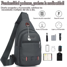 Bolso Cruzado En El Pecho,Para Hombre Y Mujer Con Bolsillos Dobles,Riñonera Impermeable Con Manos Libres,Adecuado Para Deportes Al Aire Libre,Correr Y Viajar (Negro)