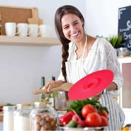 HASTHIP® Tapas de Silicona Reutilizables (5 Tamaños) - Tapas Elásticas para Cuencos, Ollas y Contenedores - Grado Alimenticio, Aptas para Microondas y Lavavajillas - Color Rojo