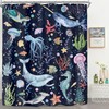 Riyidecor Kids Whale Sea Animal Shower Curtain for Bathroom Decor