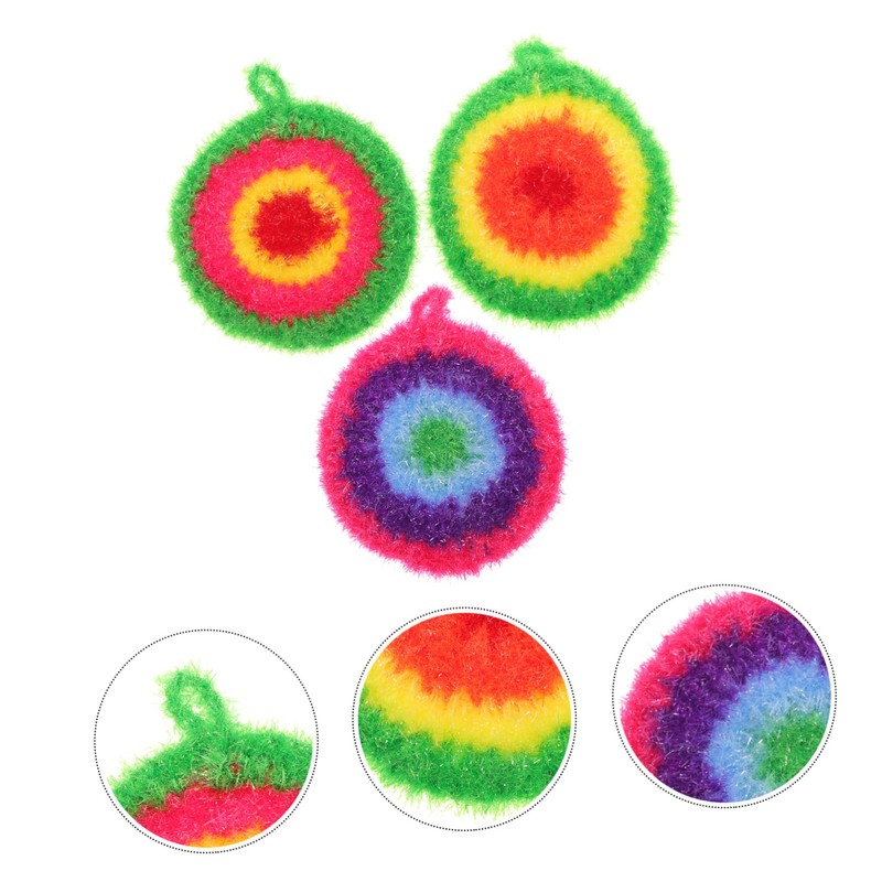 CHILDWEET 3pcs Cute Dish Scrubber Non-Scratch Kitchen Cleaning Cloths Quick-Drying