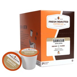 Fresh Roasted Coffee, 100% Hawaiian Kona, Medium Roast, Kosher, K-Cup Compatible, 24 Pods
