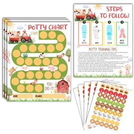 Gsauto Potty Training Chart, 10 Potty Training Reward Chart for Toilet Success, 8"x10" Farm Animals Routine Calendar with Stickers for Toddler Boys and Girls - A03