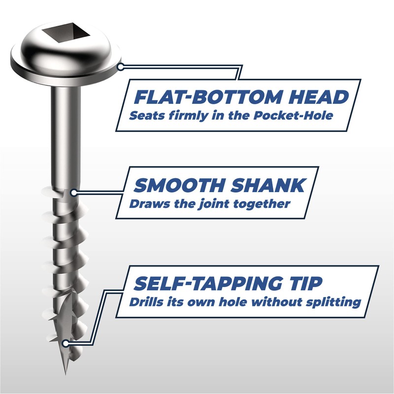 Kreg SML-C150-250 Zinc Pocket Screws, 1-1/2 Inch #8 Coarse Thread,