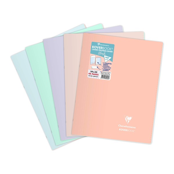 Clairefontaine 984481C Stapled Notebook - 24 x 32 cm - 48 Large Squared Pages - White Paper 90 g - Opaque Polypropylene Cover - Random Colour